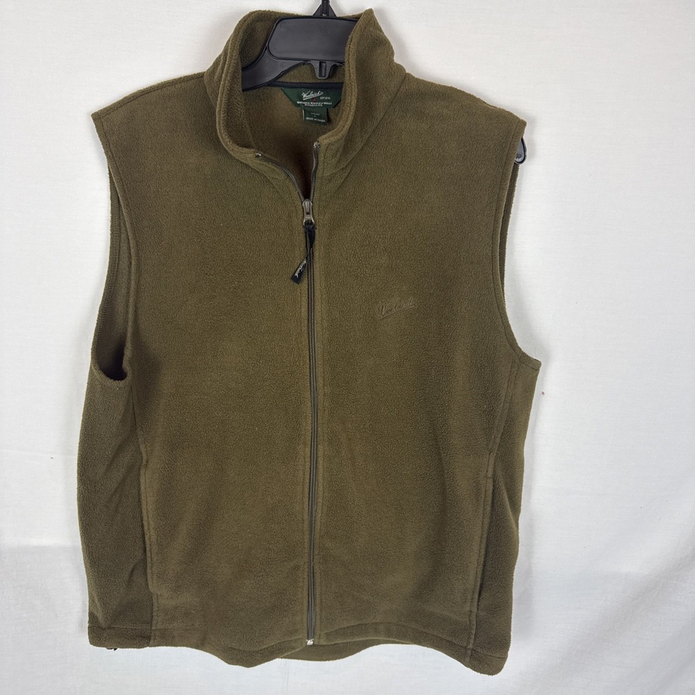 Woolrich Fleece Vest Mens Large Brown Full Zip Outdoor